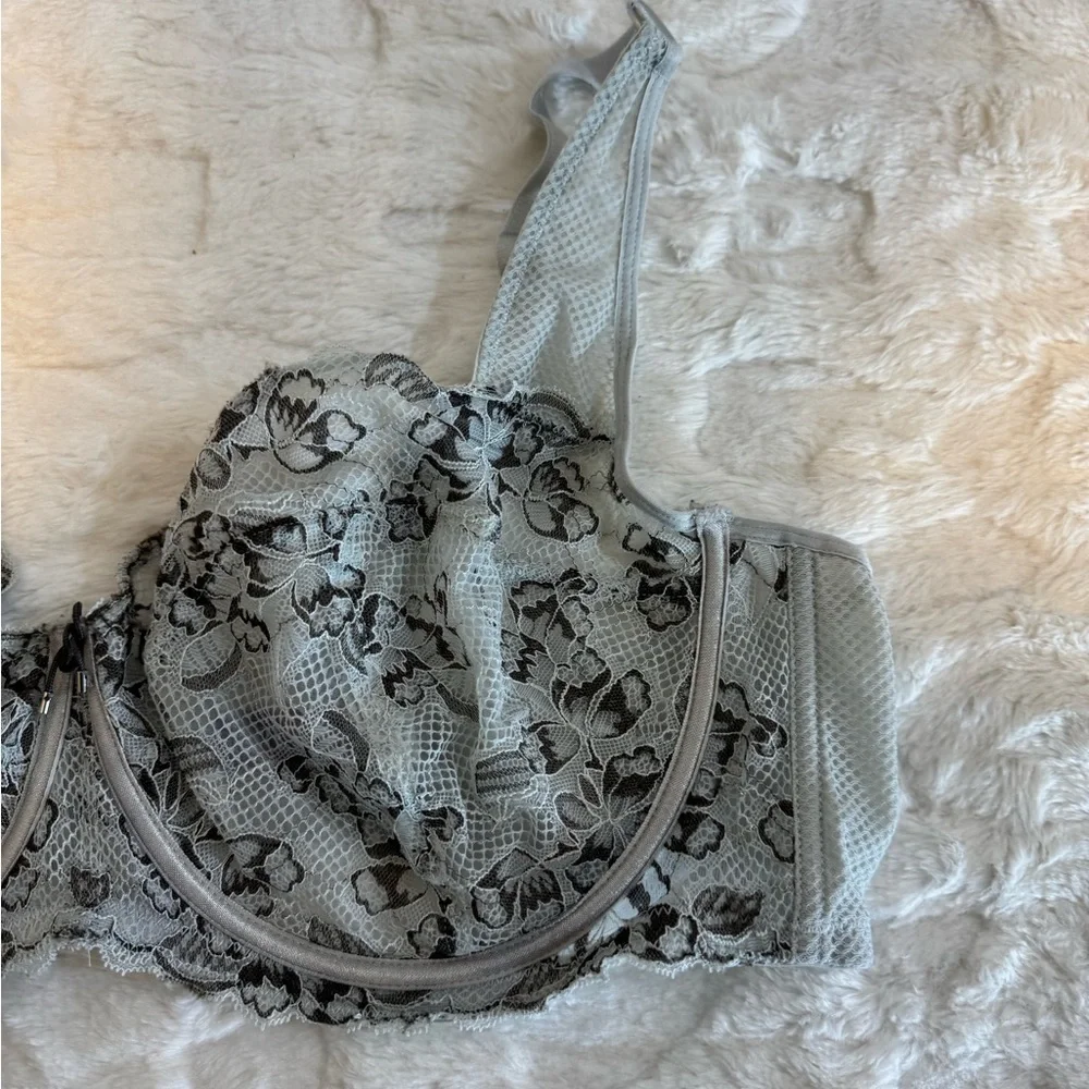 Adore Me Floral Lace Bra - Gray - Picture 3 of 7
